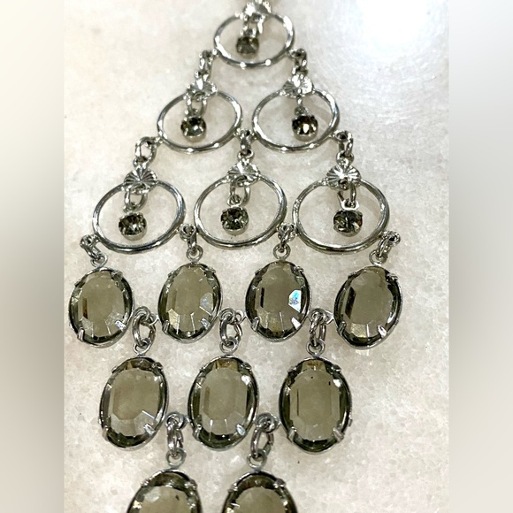 Vintage Crystal Rhinestone Large Pendant Necklace - Picture 4 of 14